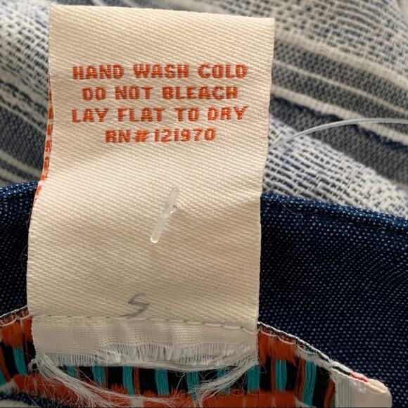 Flying Tomato Pants Wide Leg Blue Taupe Striped High Waisted Palazzo Small NWT - Picture 10 of 12